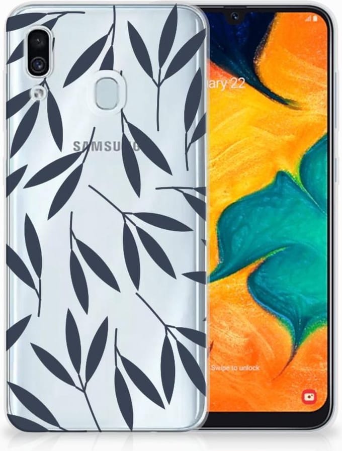 Samsung Galaxy A30 TPU Case Leaves Blue