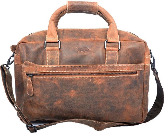 Ruime buffelleren schoudertas/handtas, cognac-Arrigo