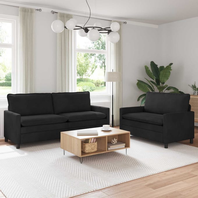 vidaXL - Bankstel - 2 - st - Zwart - Fluweel