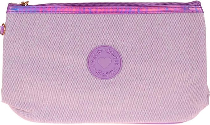 Toilettas Glitter Make-up - Lilapaars - Rits & Handgreep - 27x16x9cm