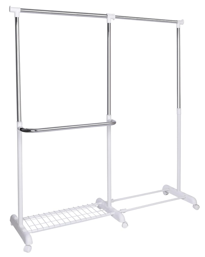 Verstelbare Kledingrek Op Wielen - Wit, Scandinavisch Design