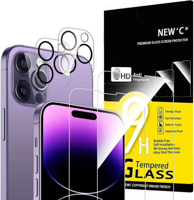 Thijox - Set van 4 Screen Protector en Camera Lens Protector voor iPhone 14 Pro Max - Gehard Glas, Luchtbelvrij, Ultrabestendig, 9H Hardheid - Scherm-