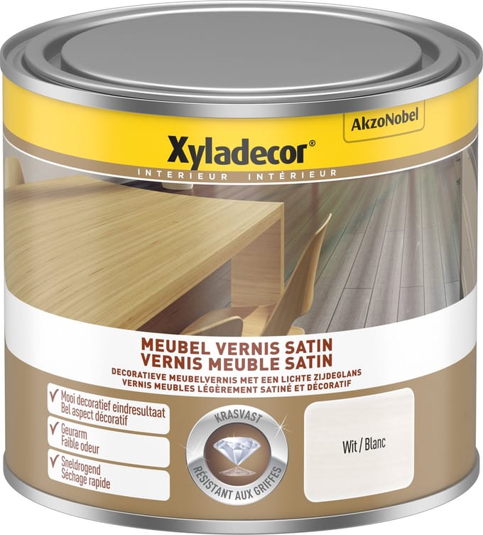 Xyladecor - Meubel Vernis Satin Gekleurd - Wit - 0,5 L