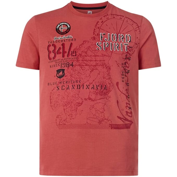Jan Vanderstorm herren T-Shirt - 64/66 - rood - Plus Size