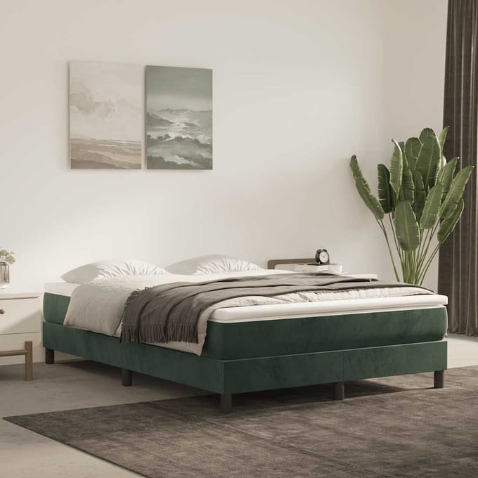 vidaXL - Pocketveringmatras - medium - 140x210x20 - cm - fluweel - donkergroen