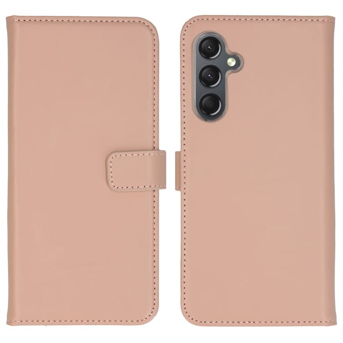 Selencia Echt Leren Bookcase voor de Samsung Galaxy A25 (5G) - Dusty Pink
