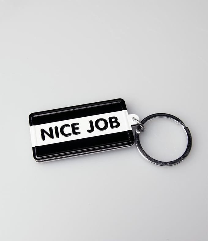 Paper Dreams Sleutelhanger Nice Job 13,5 X 4,5 Cm Staal Zwart/wit
