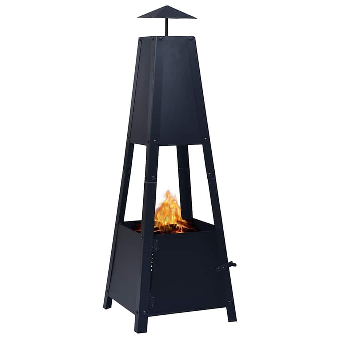 vidaXL - Vuurplaats - 35x35x99 - cm - staal - zwart