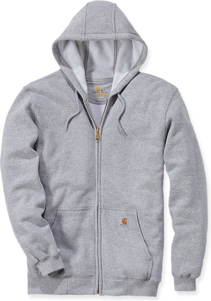 Carhartt K122 Midweight Zip-Front Hooded Sweatshirt - Original Fit - Heather Grey - M