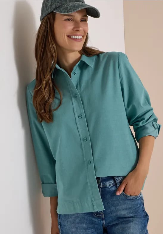 Hedblouse met lange mouwen van corduroy