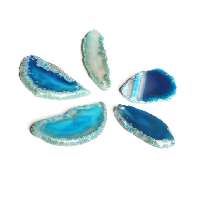 Agaatschijven Irregulair Agaat Lichttafelschijven voor DIY Sieraden Maken Huisdecoratie Blauw 1.2?2in blue