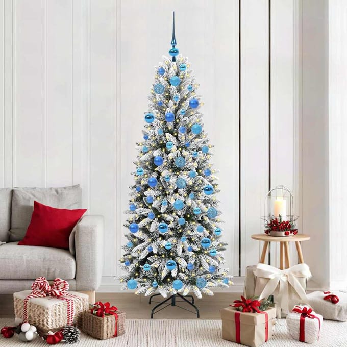 vidaXL - Kunstkerstboom - Wit - 180 - cm - PVC - en - plastic - en - staal - en - PE