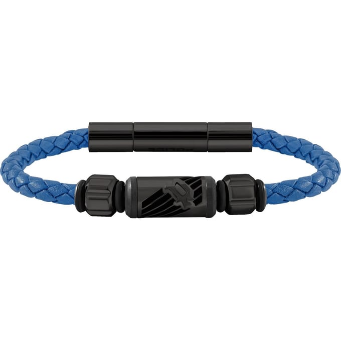 Police Heren-Armband Leder One Size Blauww 32017141