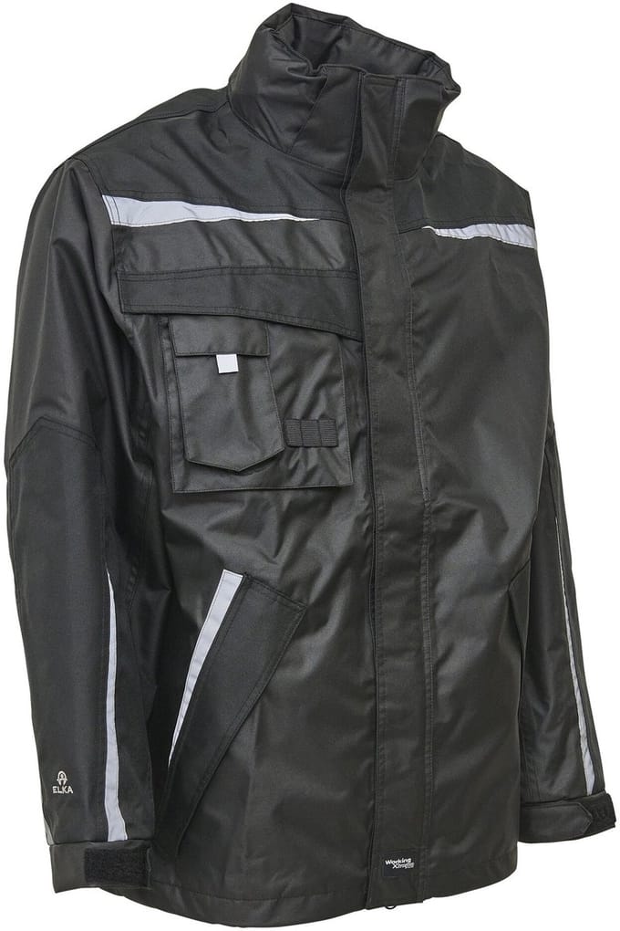 Elka Working Xtreme Oxford rain jacket with reflective tape 086004 - Black - 2XL