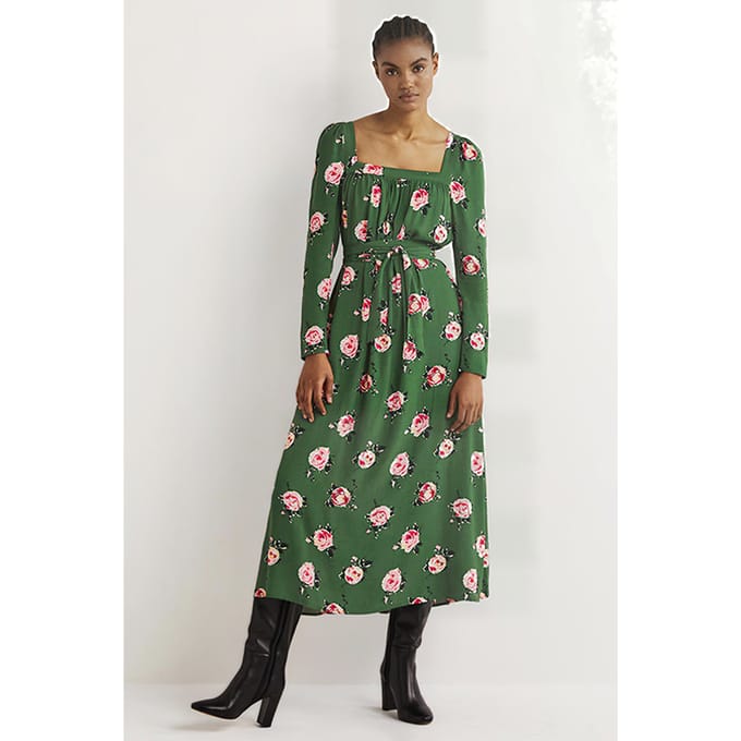 Boden Square Neck Maxi Dress Grn Maat: 8P | Midi Jurken Outlet | Dames