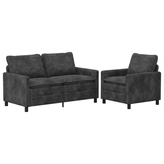vidaXL - Bankstel - 2 - st - Donkergrijs - Polyester