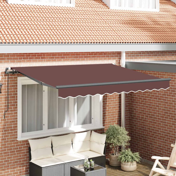 vidaXL - Uitschuifbare - luifel - Bruin - 350 - x - 200 - cm - Stof
