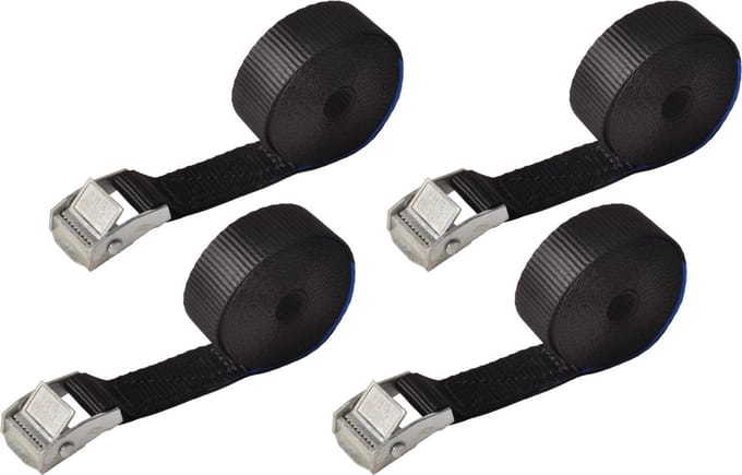 Sjorband zwart 300x2,5 cm (250 kg) - set van 4 stuks