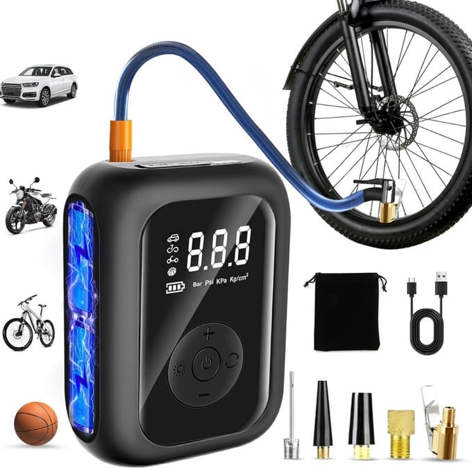 Autobanden Pomp - Elektrische Fietspomp - Compressor - Luchtcompressor - Zwart en Blauw