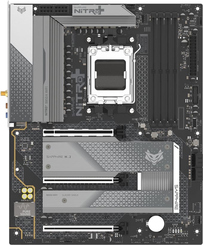 Sapphire NITRO+ B850A WIFI 7 Moederbord - AMD B850 - AMD AM5 - DDR5 RAM - ATX