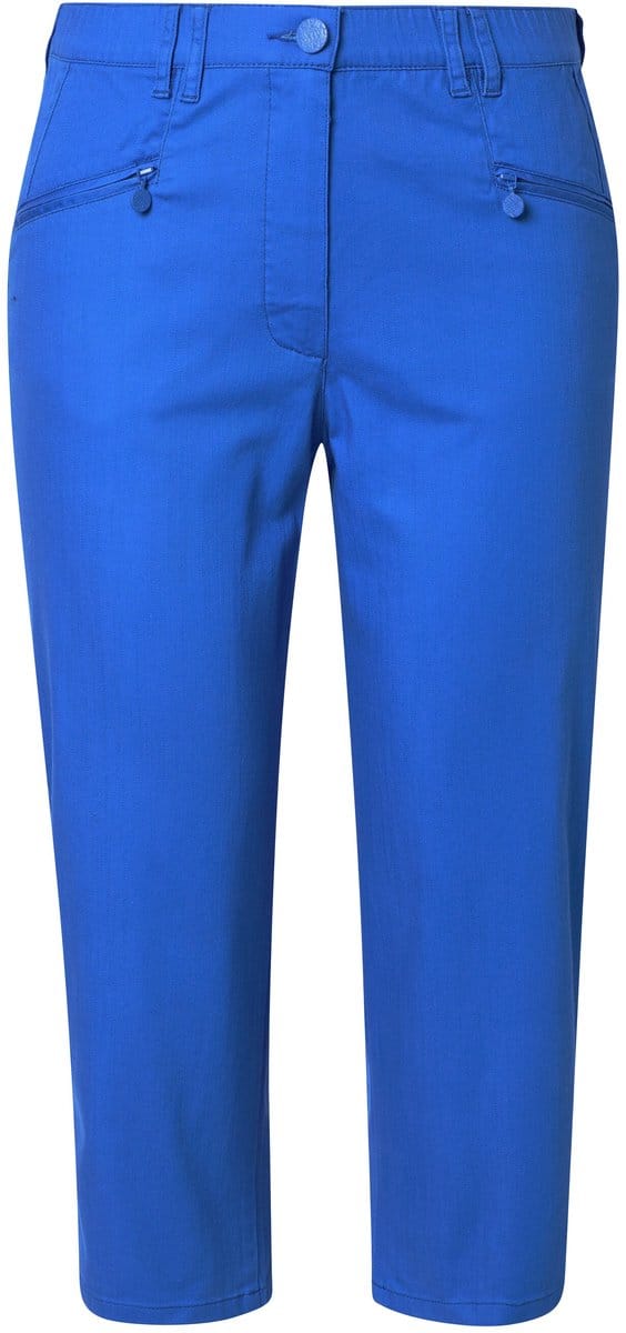 Ulla Popken - Dames - 7/8-jeans Mony elastische tailleband ritszakken - Pauwenblauw - Maat 56