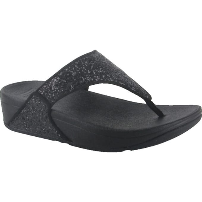 FitFlop Lulu Glitter Toe-Thongs PU Glitter Dames Slippers - Zwart Glitter