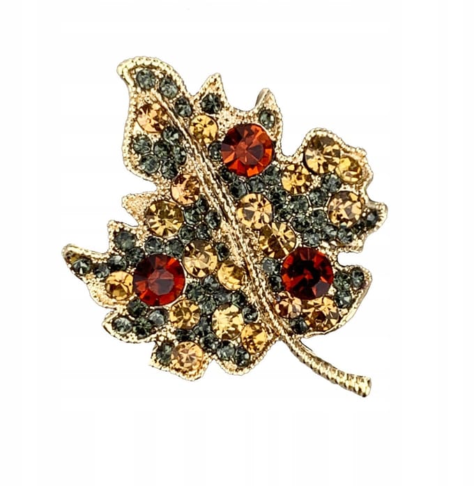 PINETS Gouden Blad Brosche met Zirkonia - Stijlvolle Damesaccessoire