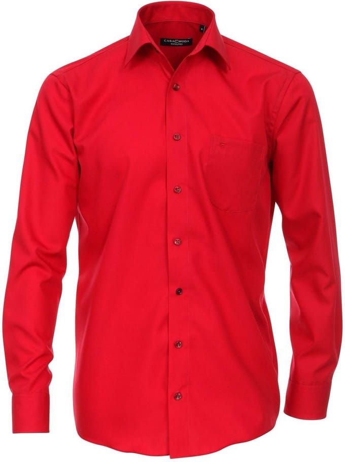 CASA MODA comfort fit overhemd - rood - Strijkvrij - Boordmaat: 46