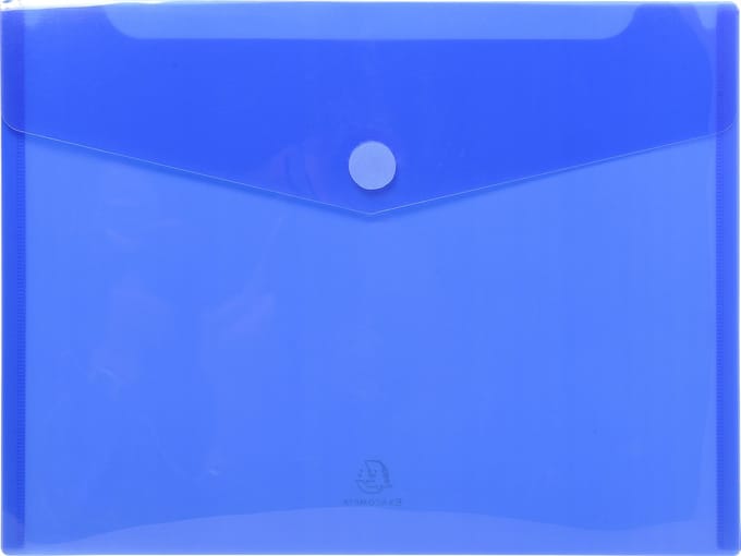 Exacompta 10x Pak van 5 Envelop tassen - PP met klittenband sluiting - A4 - Blauw - 56422E