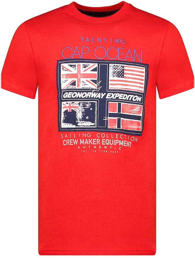T-shirt Ronde Hals Rood Cap Ocean Print Geographical Norway - L