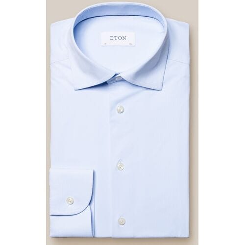 Eton Overhemd Uni Four Way Stretch Licht Blauw / male