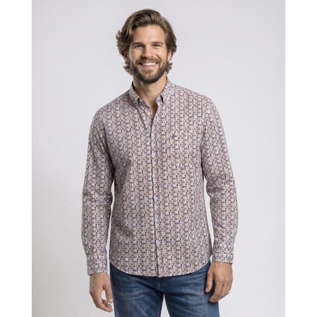 Campbell Casual Overhemd Bruin Heren