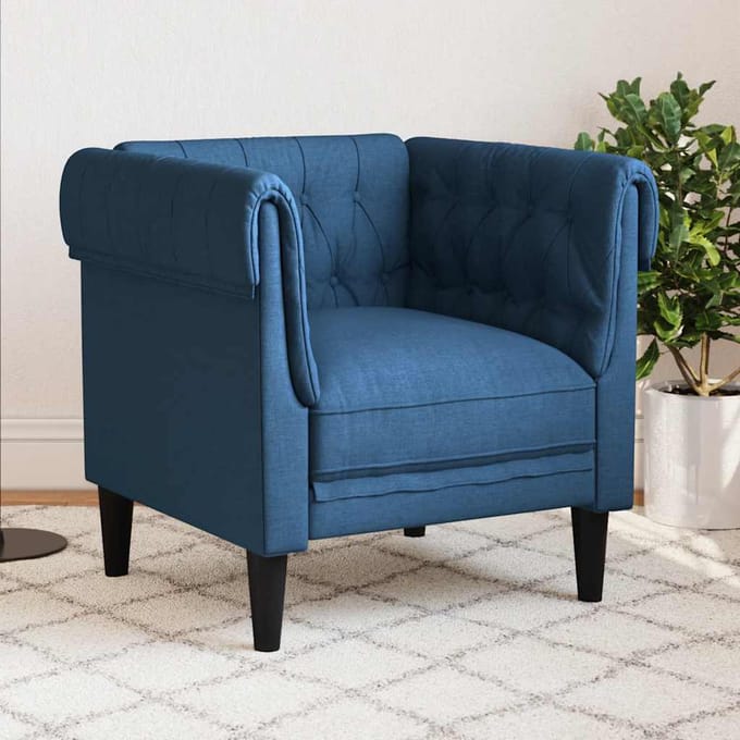 vidaXL - Fauteuil - Chesterfield-stijl - stof - blauw