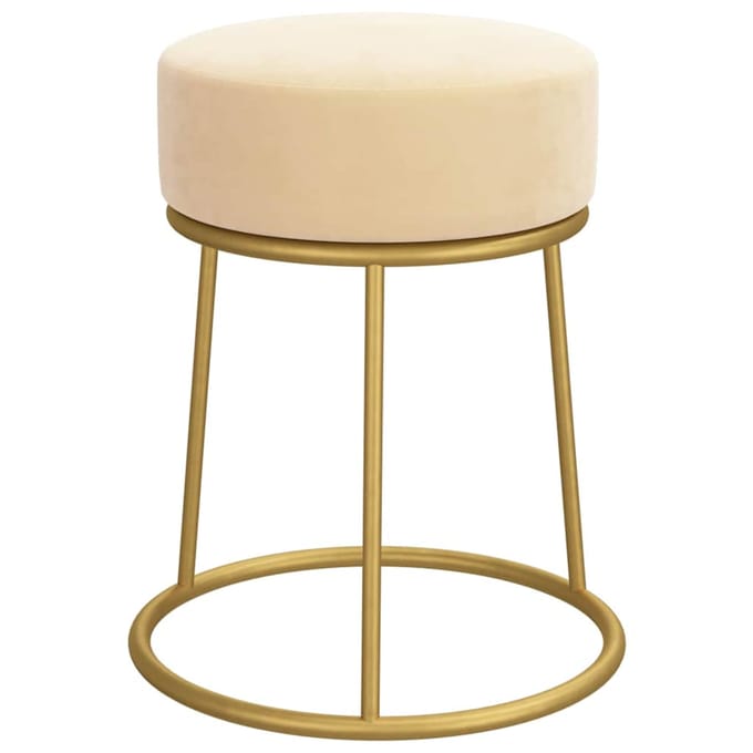 vidaXL - Hocker - rond - fluweel - abrikooskleurig