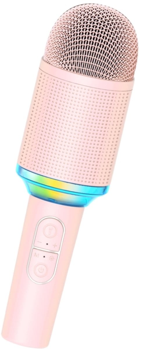 Fivesquare Smart Karaoke Microphone –Roze- Bluetooth 5.4 Karaoke Microfoon met TWS Stereo, LED Effecten & Anti-Whistle Technologie