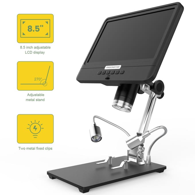 Andonstar AD208S 8.5 Inch LCD Display Scherm 5X-1200X Digitale Microscoop 1280 * 800 Instelbaar Without battery