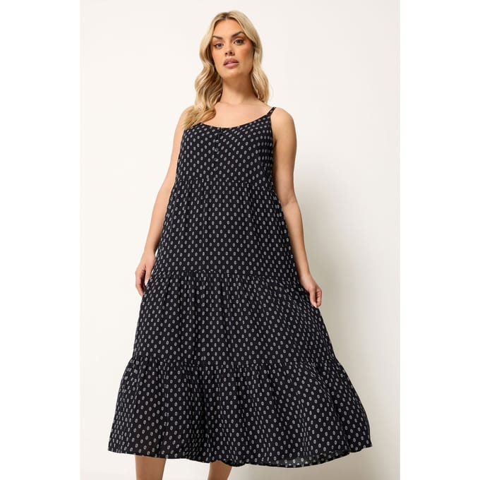 Yours Zwarte Gelaagde Maxijurk Size 42