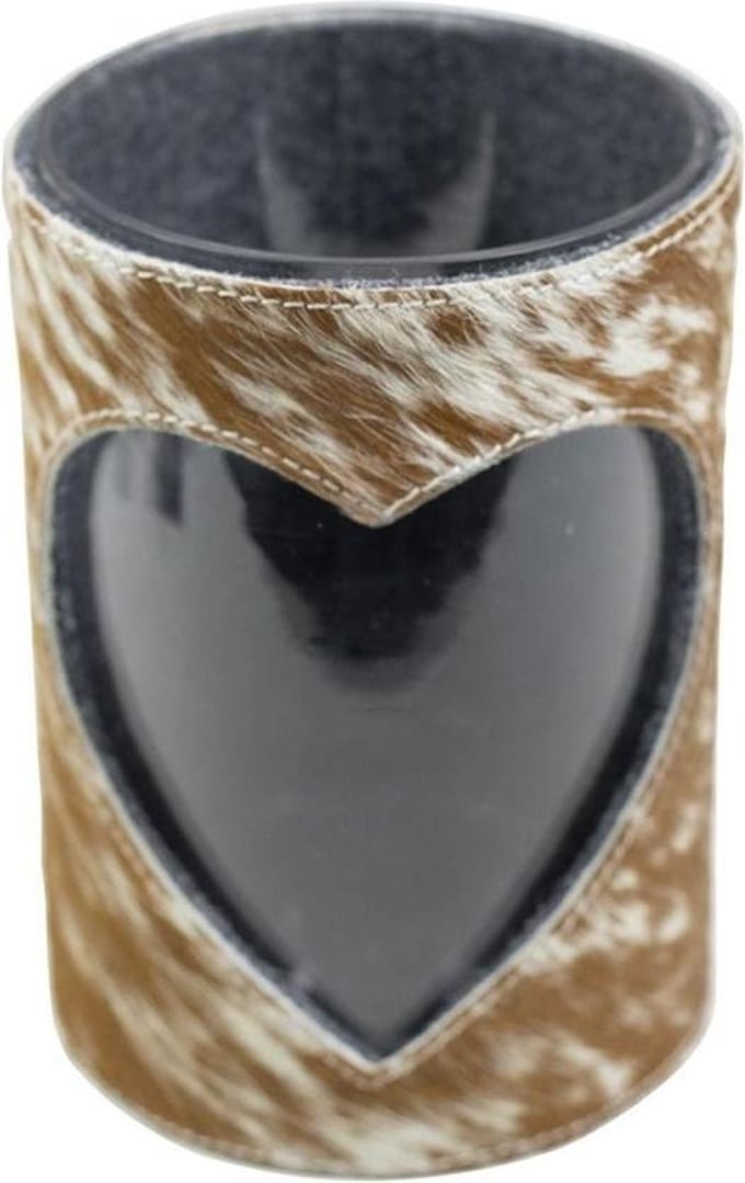 windlicht koe hart bruin/wit 20cm