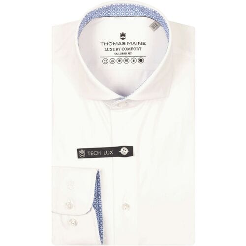 Thomas Maine Overhemd Hyperflex Subtle Star Contrast Fabric Roma Modern Ken Wit / male