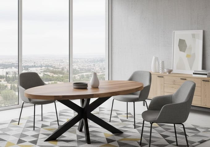 Ovale Eettafel 200x100 cm – - 200x100 cm - Zwart - Novihome
