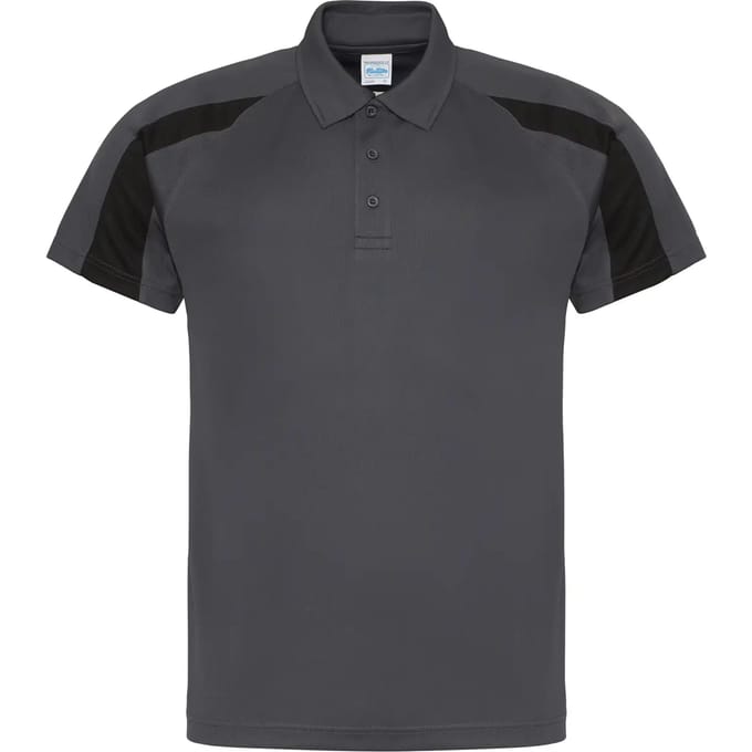 Just Cool - Cool Contrasterend Polo - Charcoal (Solid)/Jet Black maat M