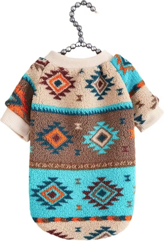 Teddy Fleece Hondentrui Etnic Maat S - Ruglengte 22cm