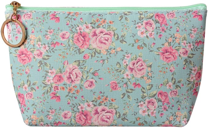 Clayre & Eef Toilettas Dames 21x5x13 cm Groen Synthetisch Bloemen