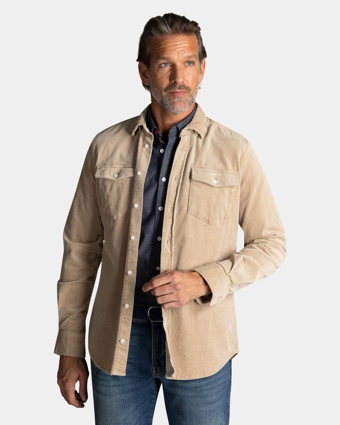 Overshirt NZA beige regular fit corduroy