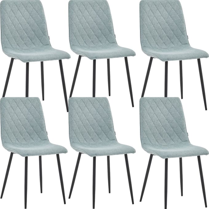 Colenis® - Elise Eetkamerstoel - Set Van 6 - Turquoise - Linnen Stof- Industrieel