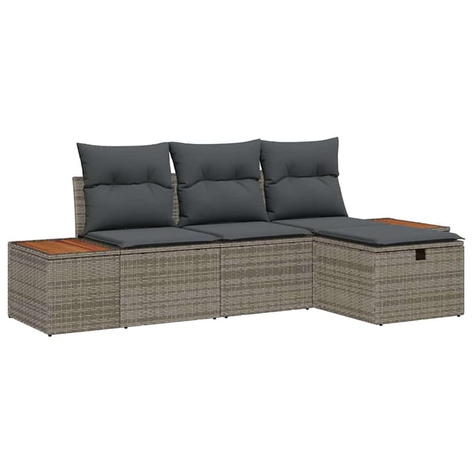 vidaXL - Tuinbank - Set - 4 - st - Grijs - poly - rattan
