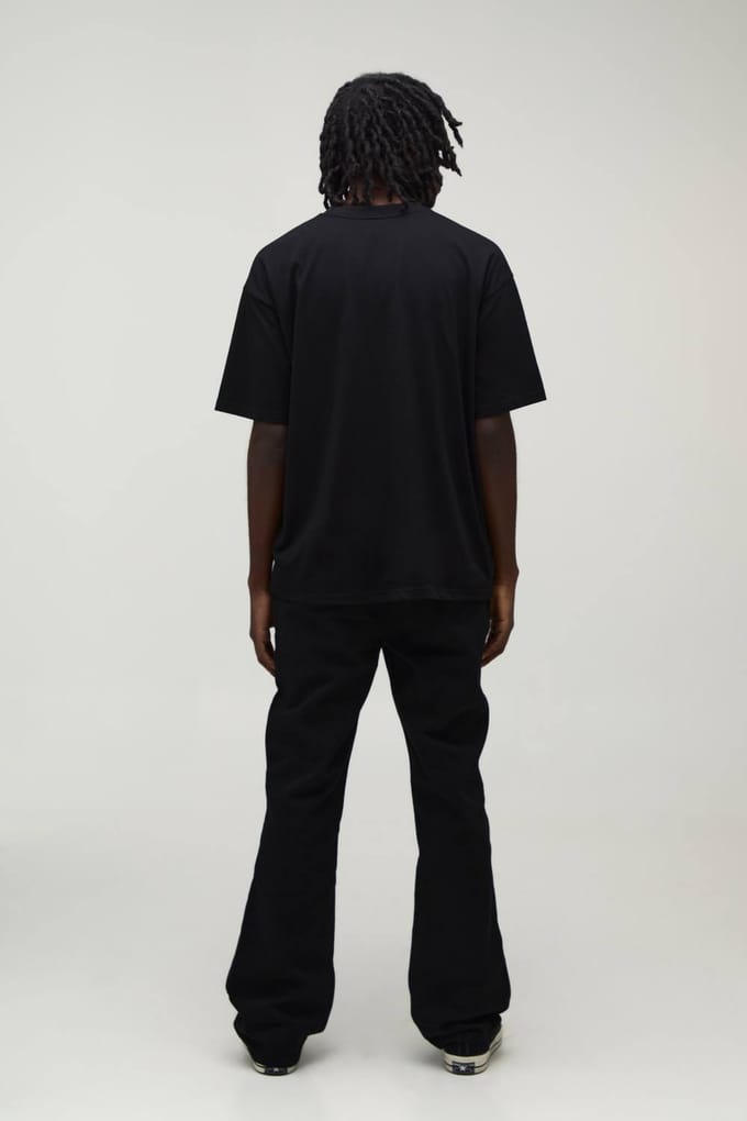 Relaxed Fit Half and Half Embroidered Cargo Trousers | Black | Size Medium
