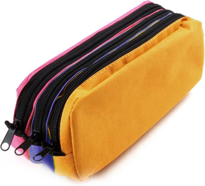 Kangaro penetui - rechthoekig - 3 vaks - 25 x 9 x 11 cm - oranje/blauw/fuchsia