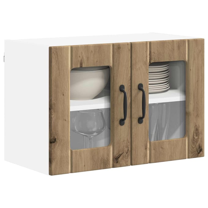 vidaXL - Wandglas - Kasten - LUCCA - Artisanaal - eiken - 60 - x - 31 - x - 40 - cm