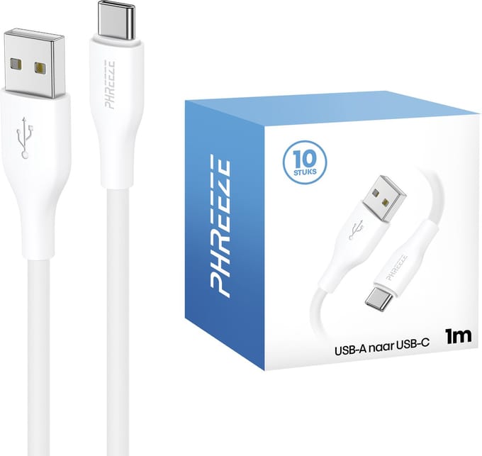 Multipack usb naar usb C kabels 1m - Charging cables - 10 pack